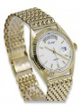 Montre noire pour homme en or 14k jaune italien de Genève mw013ydw&mbw013y