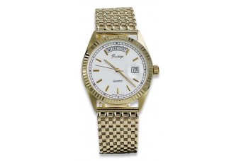 Montre noire pour homme en or 14k jaune italien de Genève mw013ydw&mbw013y