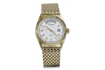 Gold men's watch Geneve ★ zlotychlopak.pl ★ Gold purity 585 333 Low Price!