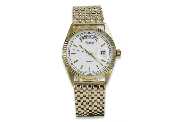 Reloj Negro de Hombre en Oro Italiano Amarillo de 14k 585 Geneve mw013ydw&mbw013y