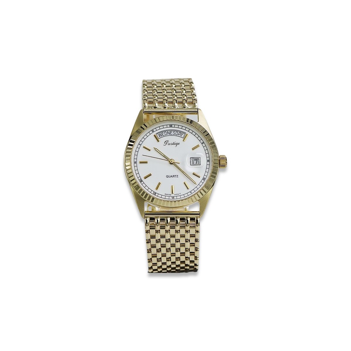 Montre noire pour homme en or 14k jaune italien de Genève mw013ydw&mbw013y