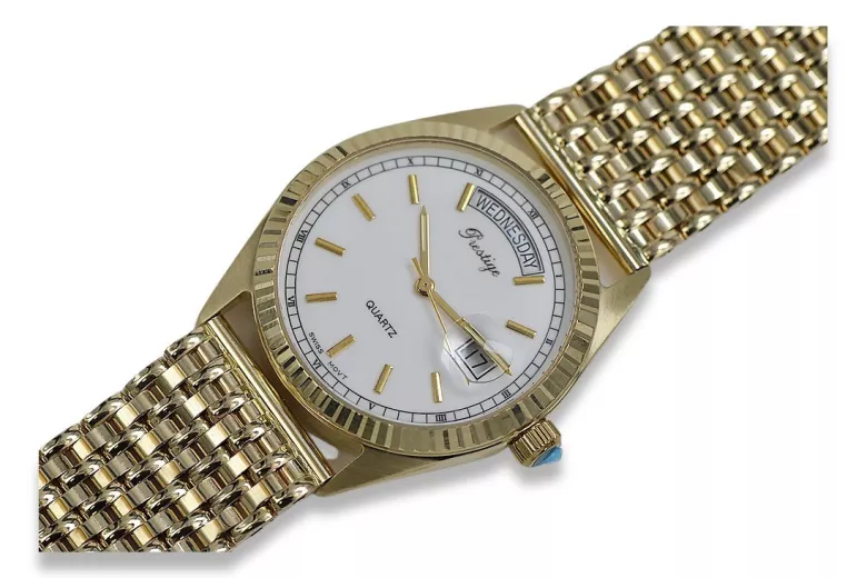 Gold men's watch Geneve ★ zlotychlopak.pl ★ Gold purity 585 333 Low Price!