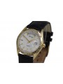 Montre noire pour homme en or 14k jaune italien de Genève mw013ydw&mbw013y