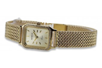 Gelbes 14k 585 Gold Damen Armbanduhr Genf lw055y&lbw003y