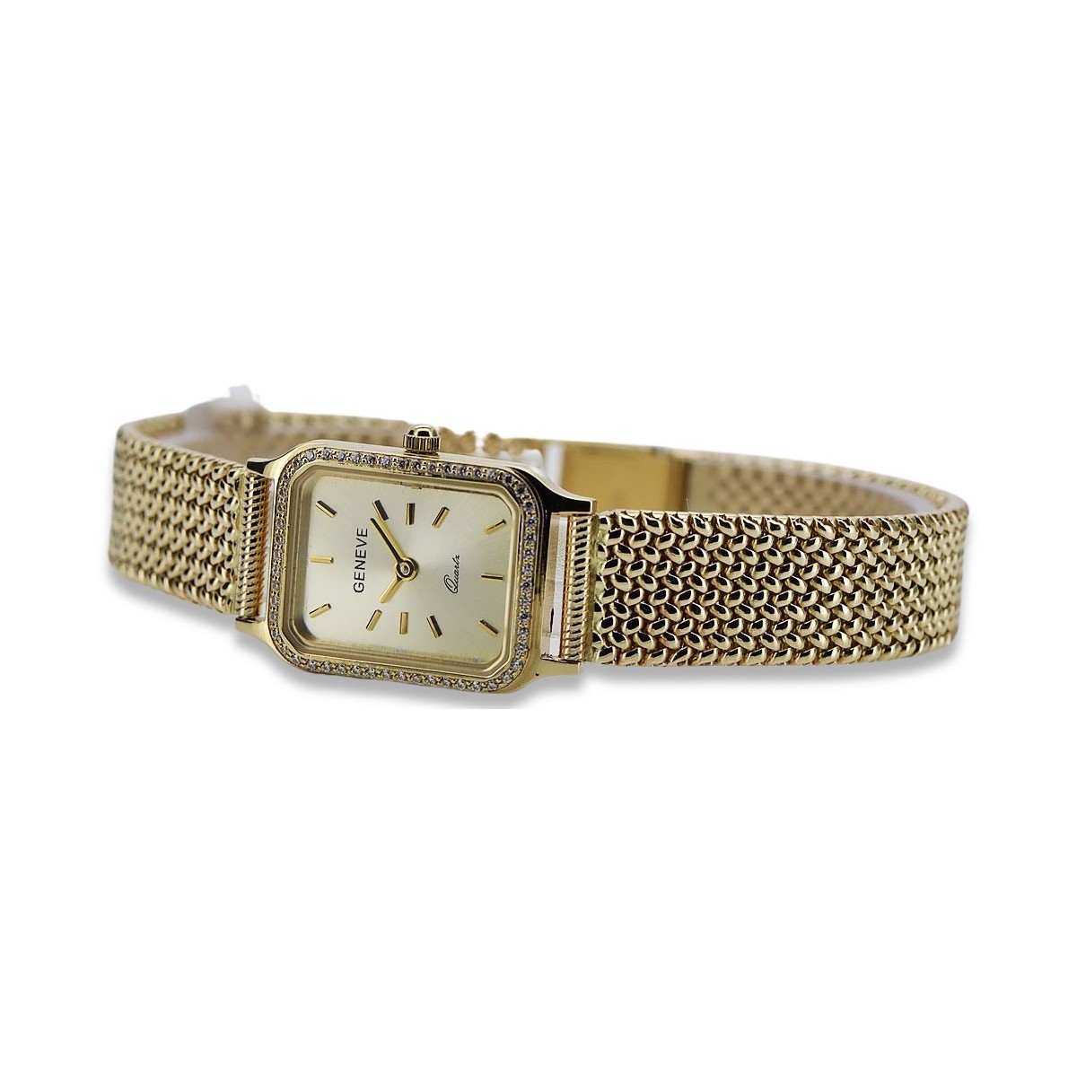 Reloj de pulsera de dama en oro amarillo 14k 585 Geneve lw055y&lbw003y