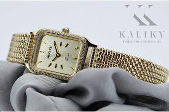 Reloj de pulsera de dama en oro amarillo 14k 585 Geneve lw055y&lbw003y