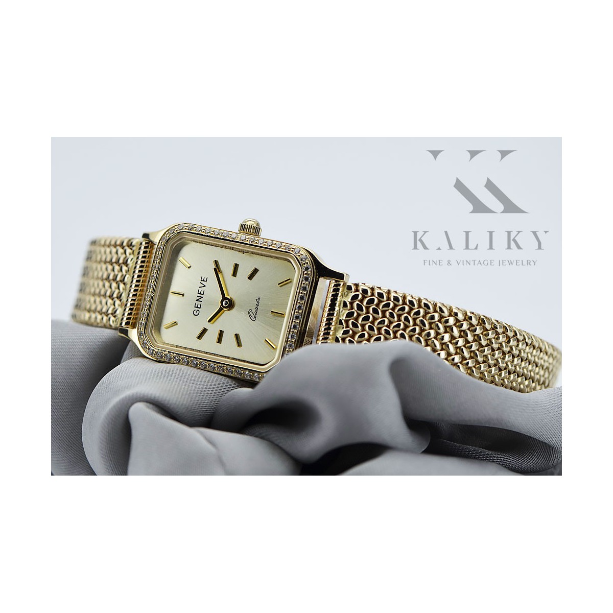 Reloj de pulsera de dama en oro amarillo 14k 585 Geneve lw055y&lbw003y