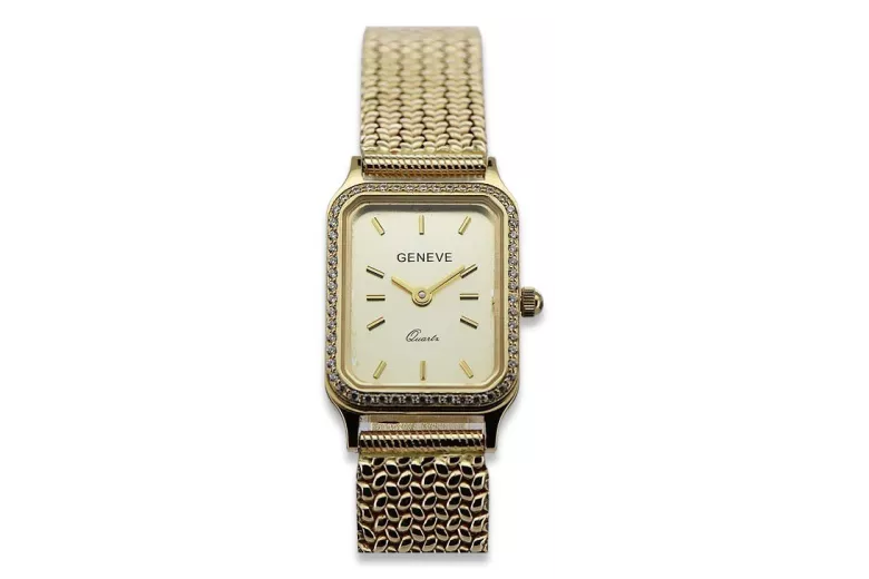 Reloj de pulsera de dama en oro amarillo 14k 585 Geneve lw055y&lbw003y