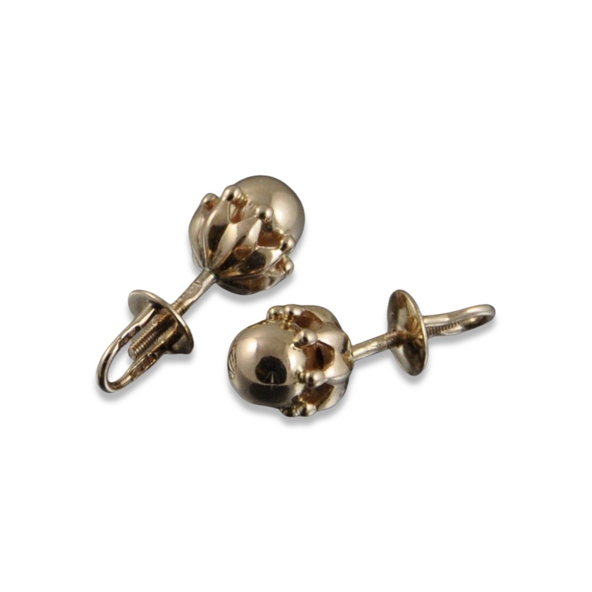 "No Stones Original Vintage 14K Rose Gold Ball Earrings" ven162 ven162