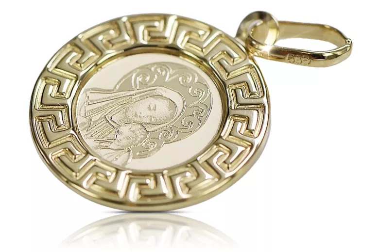 14k żółte złoto Maryjny medalion ikonowy pendant yellow14kpm007y