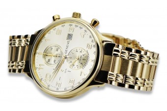 Reloj de pulsera Geneve de oro amarillo de 14k para hombre mw005ydg&mbw006yo