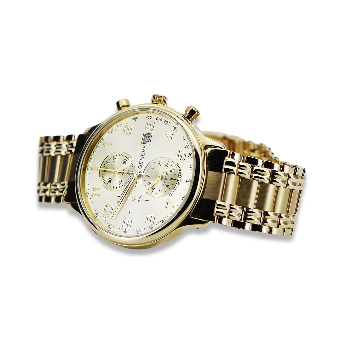 Gold men's watch Geneve ★ zlotychlopak.pl ★ Gold purity 585 333 Low Price!