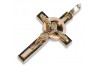 "14K Rose Gold Italian Catholic Jesus Cross with Vintage Pink Accents" ctc096r ctc096r