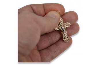 "Crucifix Ortodox din Aur Roz 14k cu Detalii Vintage" oc002r oc002r