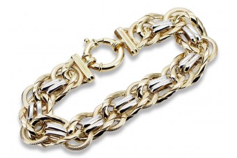 14K Italian Yellow Gold Bracelet with White Gold Accents cfb009yw