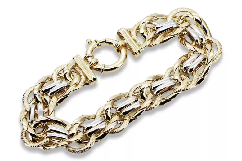 Bracelet en or 14K blanc et jaune italien cfb009yw