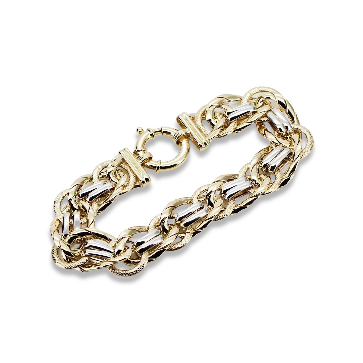 14K Italian Yellow Gold Bracelet with White Gold Accents cfb009yw