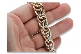 Bracelet en or 14K blanc et jaune italien cfb009yw