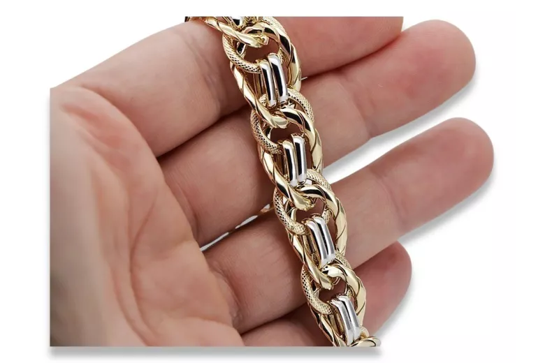 14K Italian Yellow Gold Bracelet with White Gold Accents cfb009yw