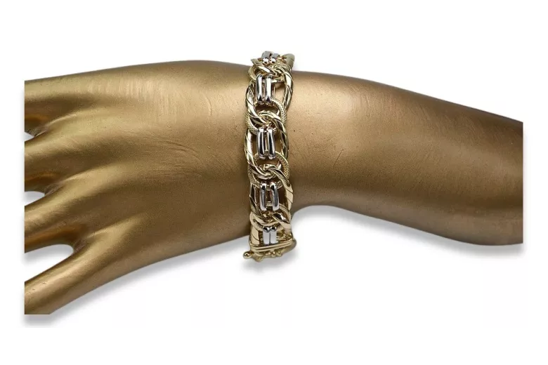 14K Italian Yellow Gold Bracelet with White Gold Accents cfb009yw