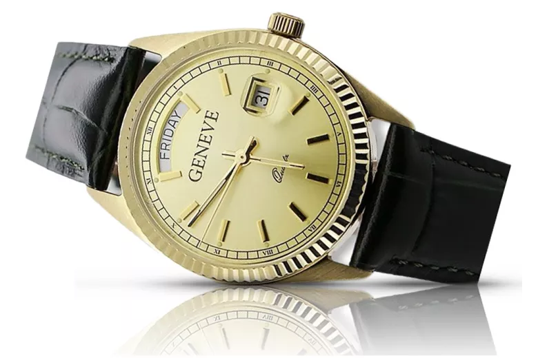 Reloj de oro para hombre Geneve ★ https://zlotychlopak.pl/es/ ★ Pureza del oro 585 333 ¡Precio bajo!