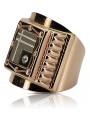 Chevalière homme en or rose 14K avec zirconiums et pierres précieuses csc004rw