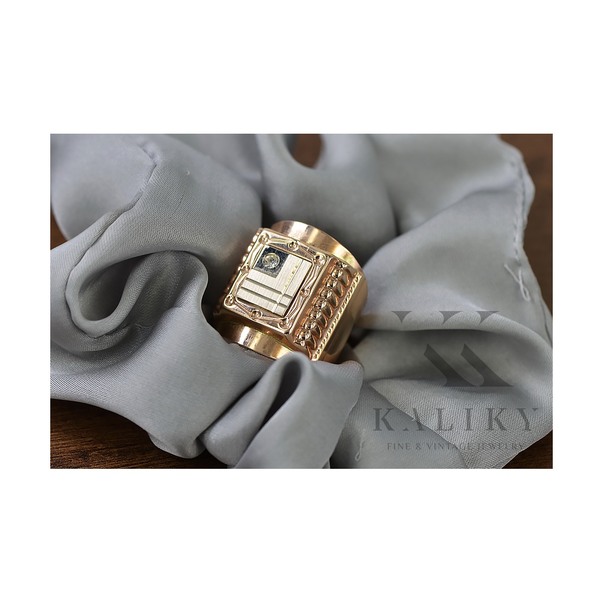 Anillo vintage de oro rosa de 14 quilates con circón csc004rw