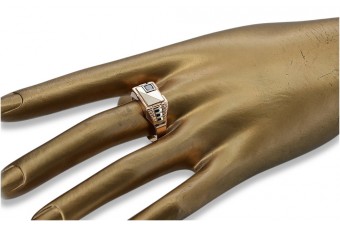 Vintage Rosé- & Weißgold, Onyx, Herren Siegelring csc005rw