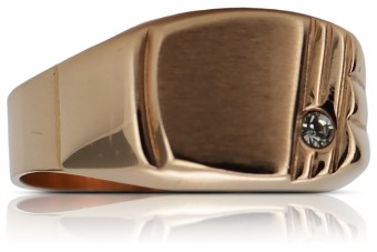 Rose Gold Signet Ring with Zircon Stones csc008r