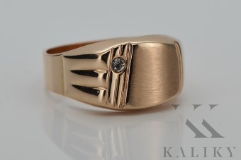 14k czerwone złoto, Cyrkonia Męski sygnet vintage różowy csc008r
