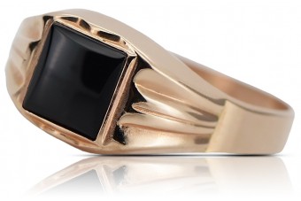 14k czerwone złoto, Onyks Signet Mężczyzn Vintage różowy. csc010r