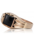 Bague vintage en or rose 14K avec onyx pour homme csc010r