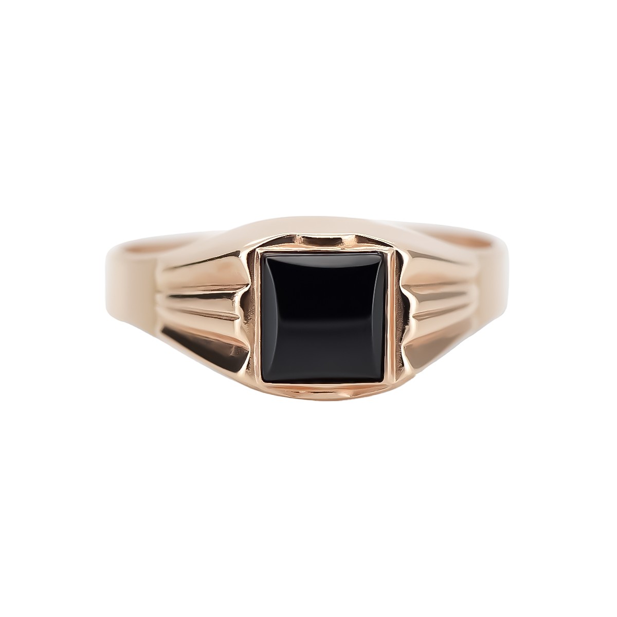 Bague vintage en or rose 14K avec onyx pour homme csc010r