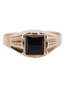 Bague vintage en or rose 14K avec onyx pour homme csc010r