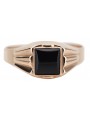 Bague vintage en or rose 14K avec onyx pour homme csc010r