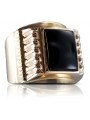 Anillo vintage de oro rosa con ónix para hombre csc013