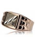 Sello de hombre vintage en oro rosa de 14k con circón csc017r