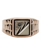 Sello de hombre vintage en oro rosa de 14k con circón csc017r