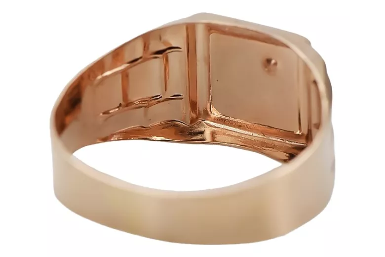 Sello de hombre vintage en oro rosa de 14k con circón csc017r