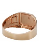 Sello de hombre vintage en oro rosa de 14k con circón csc017r