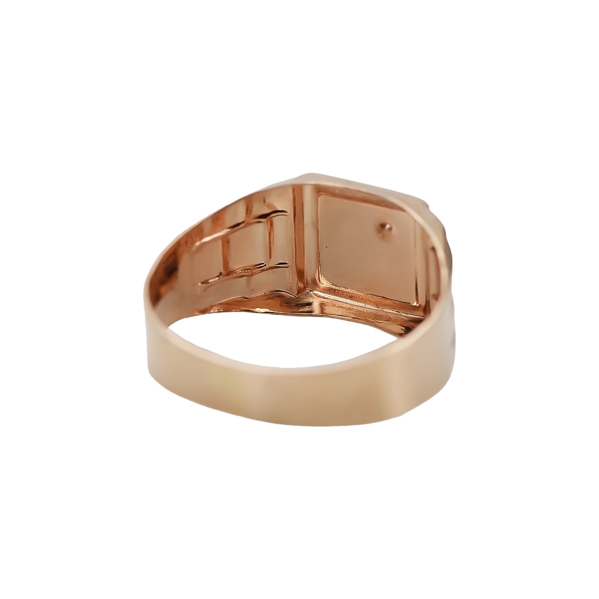 Sello de hombre vintage en oro rosa de 14k con circón csc017r