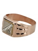 Sello de hombre vintage en oro rosa de 14k con circón csc017r