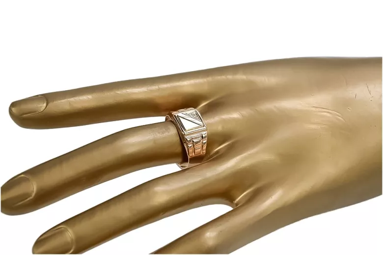 Sello de hombre vintage en oro rosa de 14k con circón csc017r