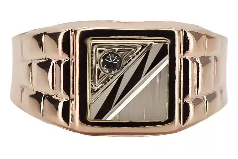 "Vintage 14K Rose Gold Men's Signet with Zircon Stone" csc017r