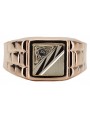 Sello de hombre vintage en oro rosa de 14k con circón csc017r