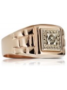 14K Rose Gold Men's Signet Ring with Zircon Stone csc018r