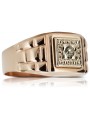 14K Rose Gold Men's Signet Ring with Zircon Stone csc018r