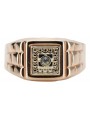 14K Rose Gold Men's Signet Ring with Zircon Stone csc018r