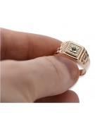 Bague Chevalière Homme Or Rose 14K avec Zirconias csc018r