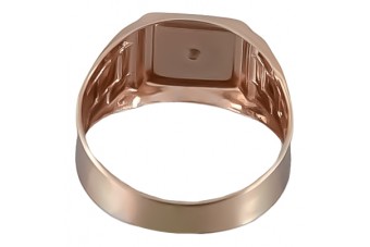 14K Rose Gold Men's Signet Ring with Zircon Stone csc018r